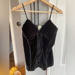 Vintage 90s Y2K Velour Corset Top Size Large